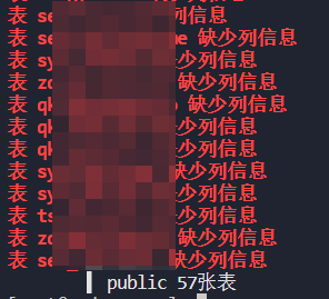 Tables missing column information